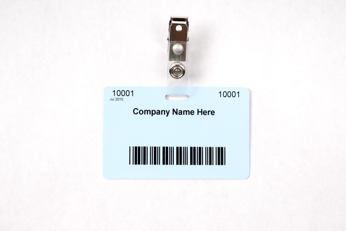 Barcode Badge with Clip - Light Blue