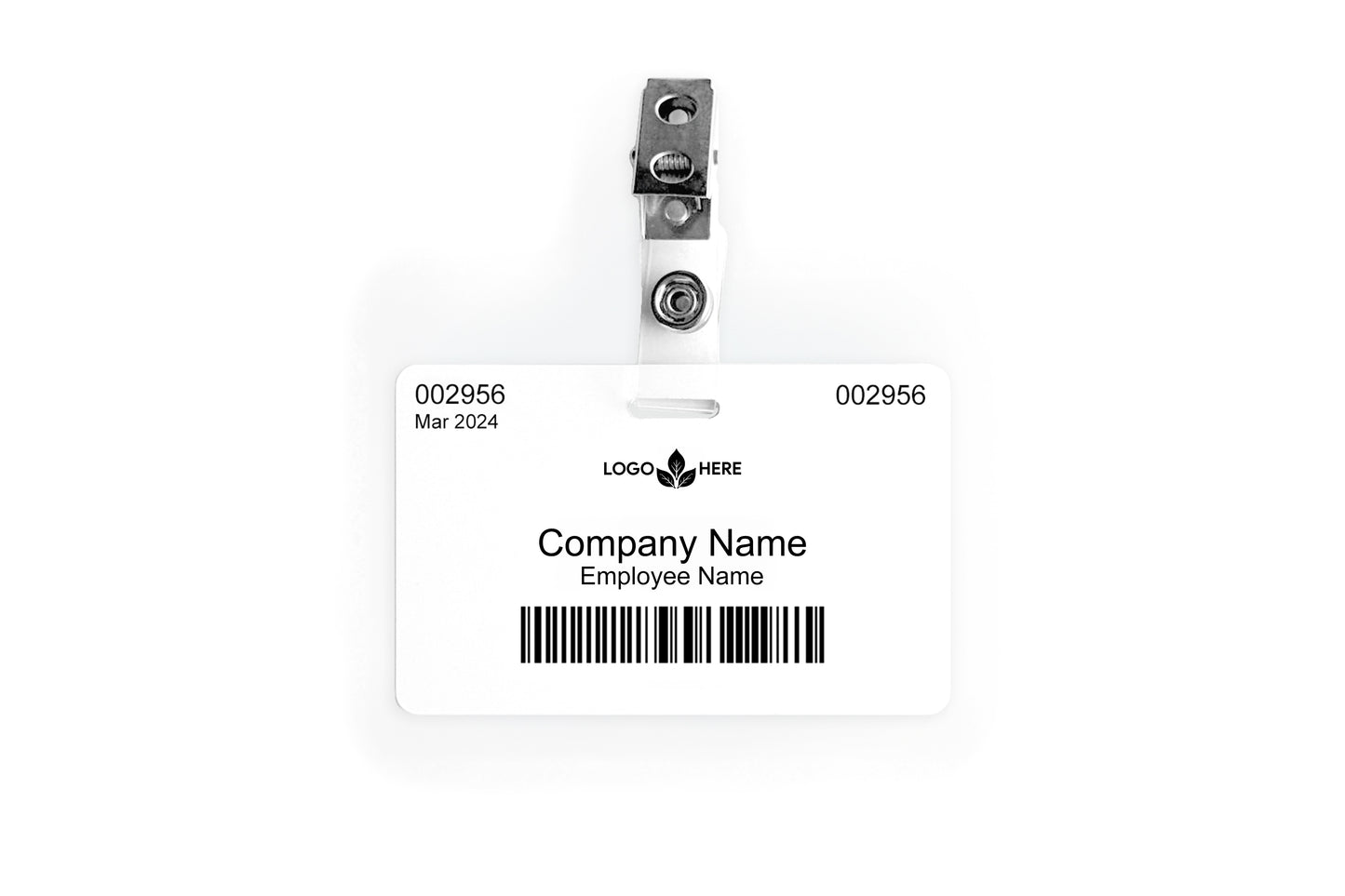 Barcode Badge with Clip - White