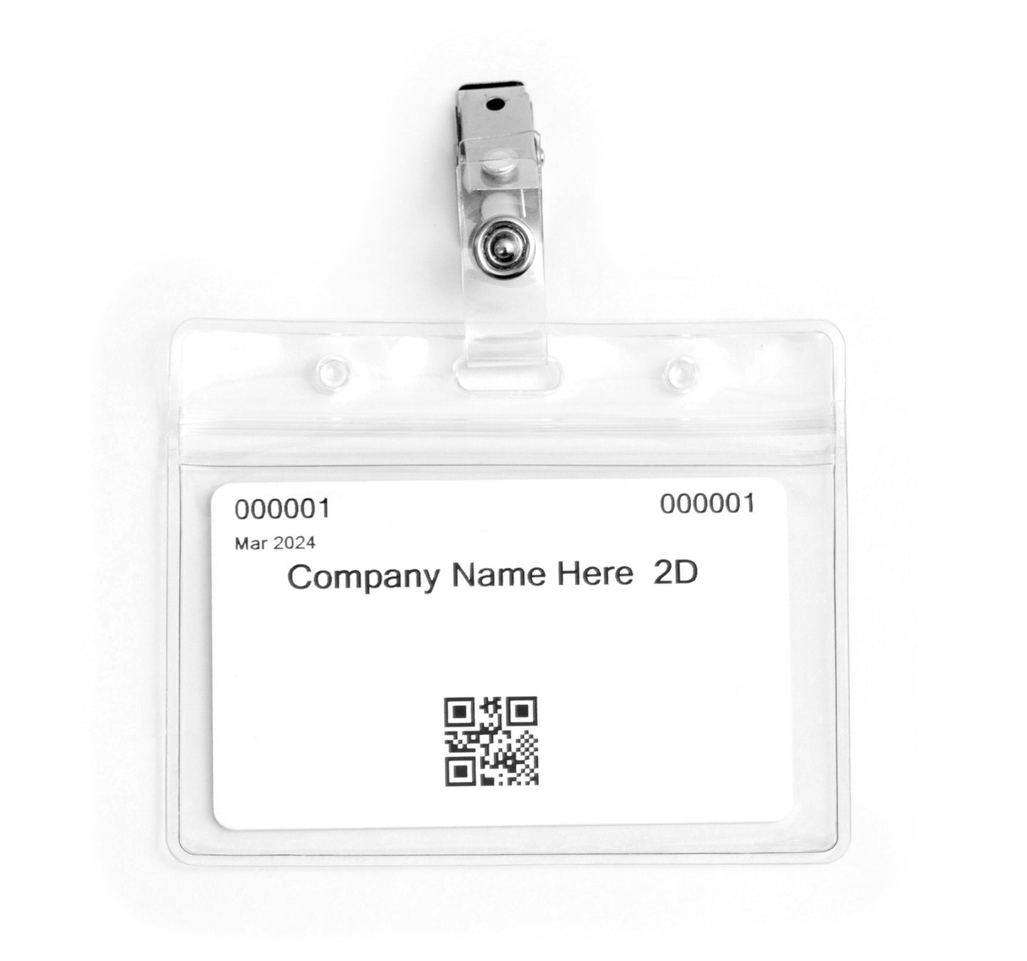 NFC Barcode Badge (White) w/Clip & Sleeve